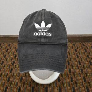 Adidas Originals Trefoil Black Adjustable Strapback Hat Cap Washed Cotton